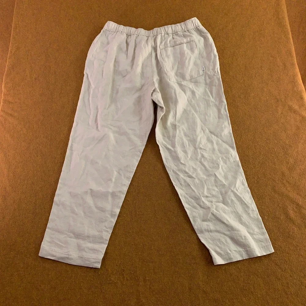 Wax London Mens 36 Beige 100% Linen Kurt Button Relaxed Trousers Pants New
